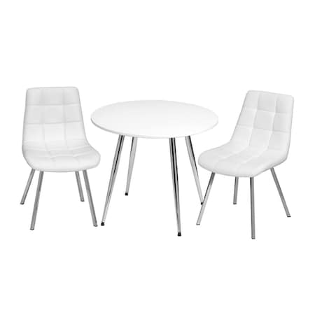 Gift Mark Mid-Century Modern Round Kids White Table with White Arm Chairs T3081W